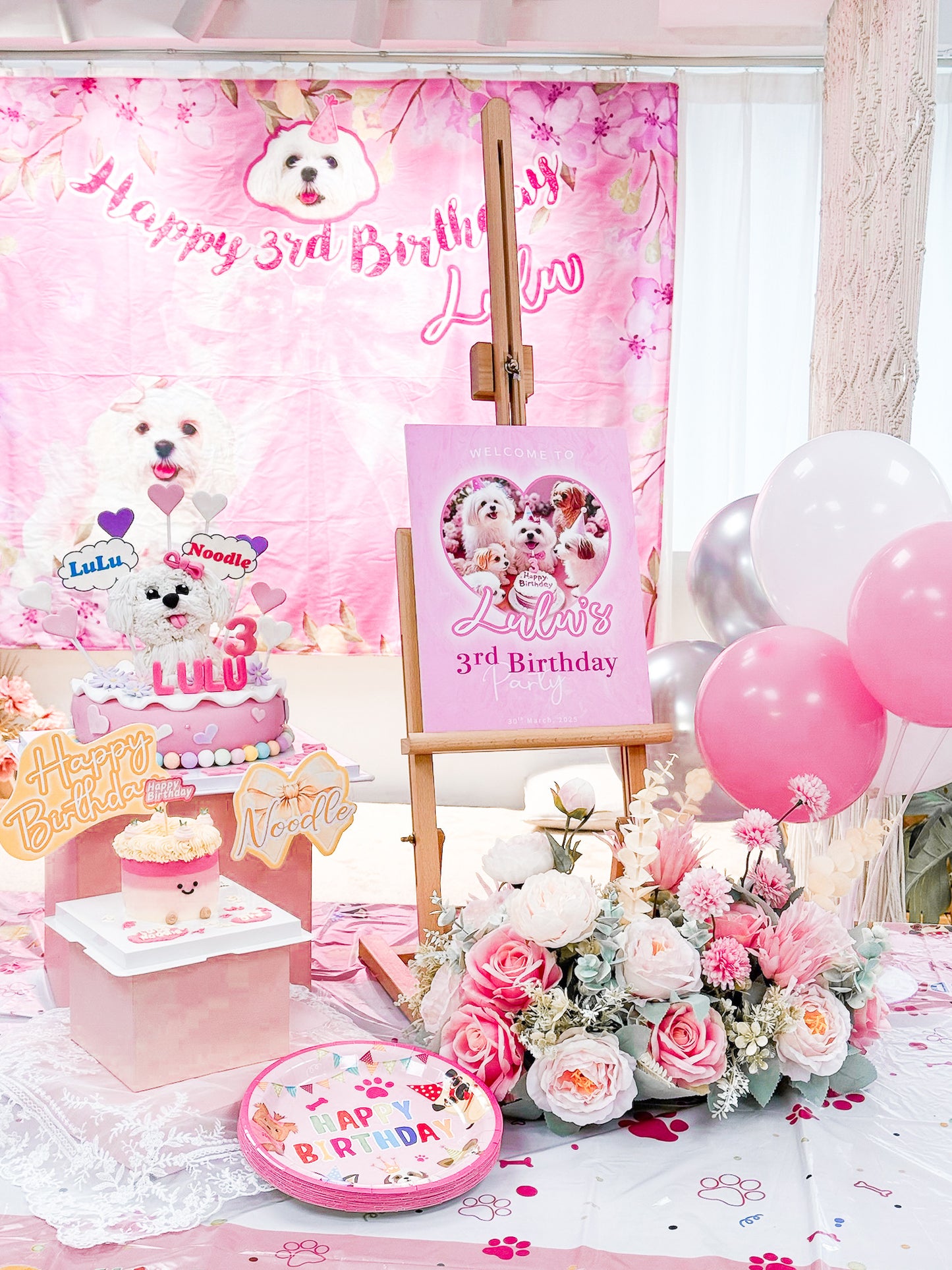 派對大合照打卡 背景布掛布牆 Photography Backdrop Wall Hanging Cloth Party Decoration 【多個毛孩貓狗排版設計】