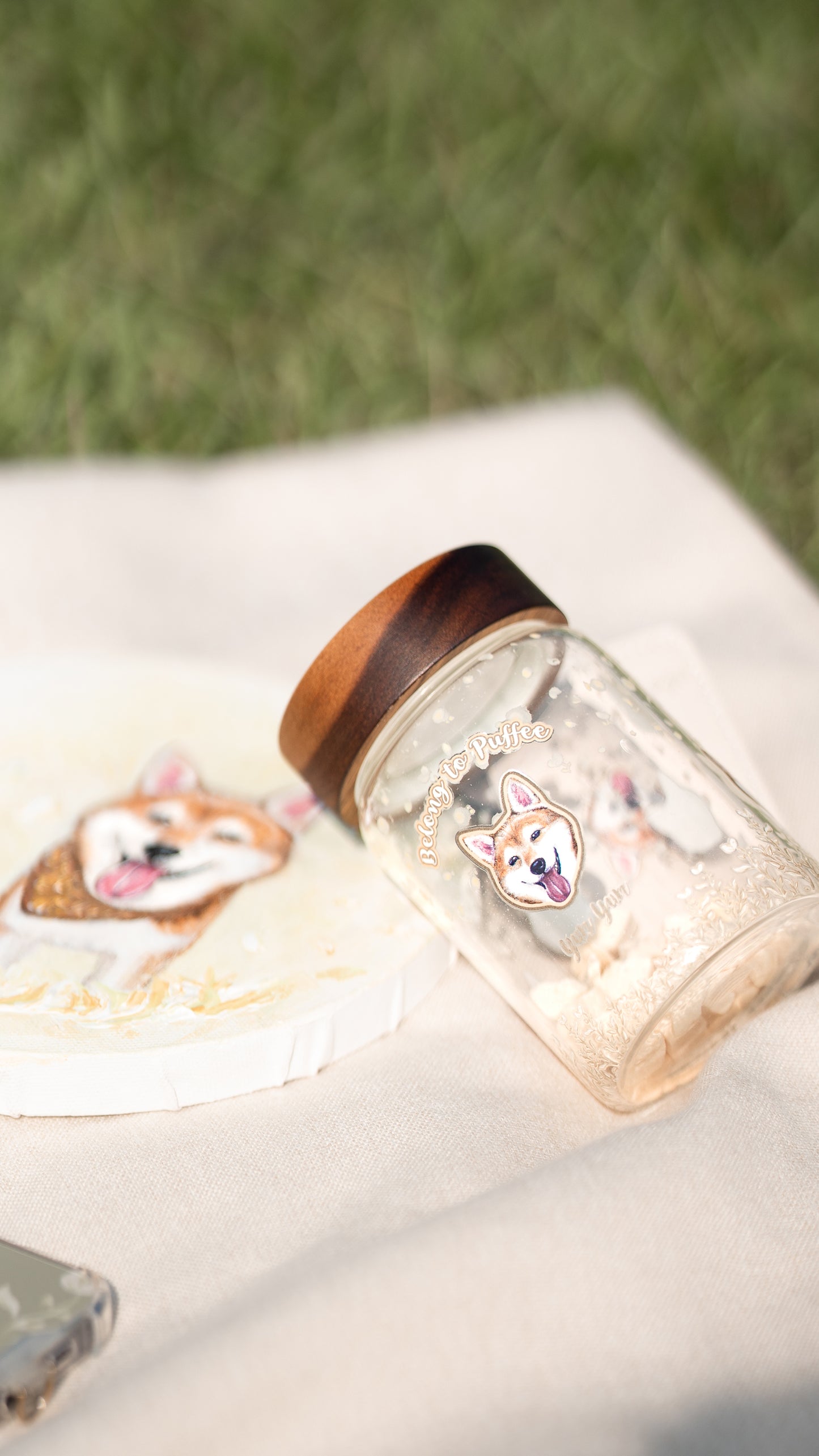 木蓋玻璃樽: 零食收納/貓鬚收集 Glass Container with Lid【多個毛孩貓狗排版設計】