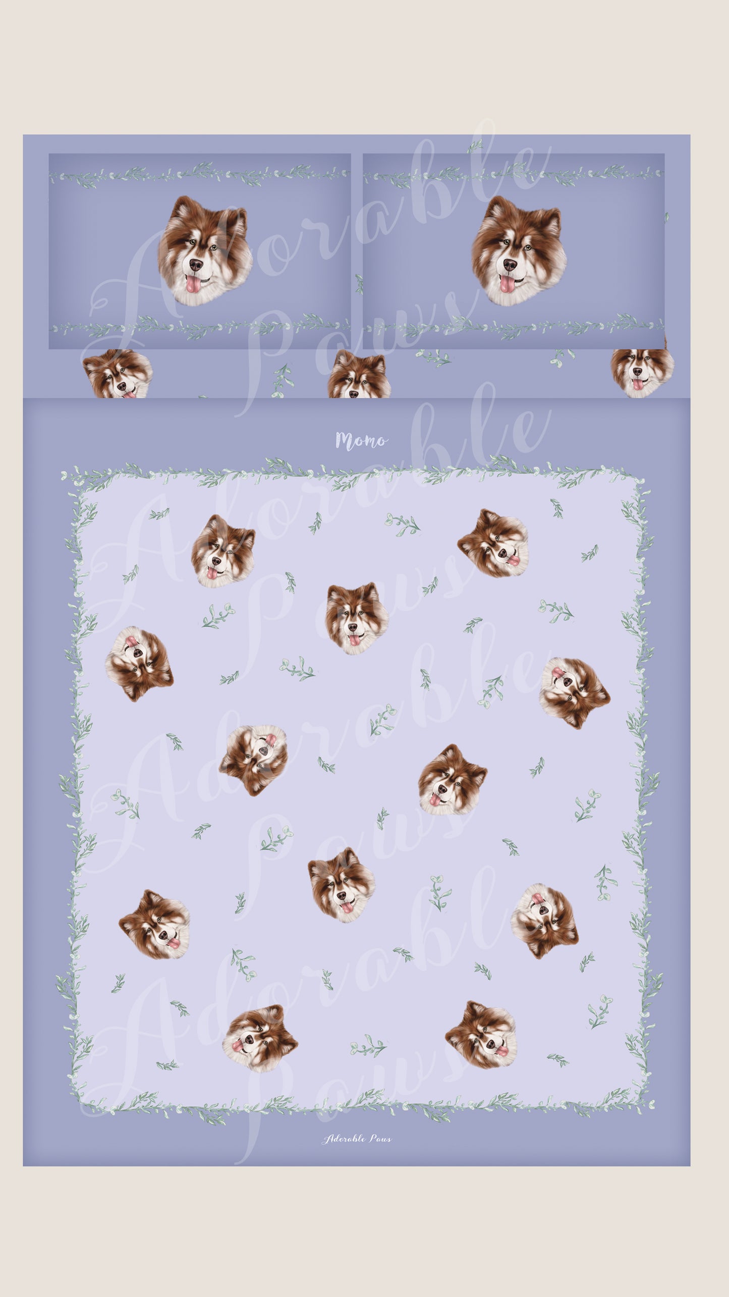 床笠+被套+枕頭套 Bed Sheet Set【多個毛孩貓狗排版設計】