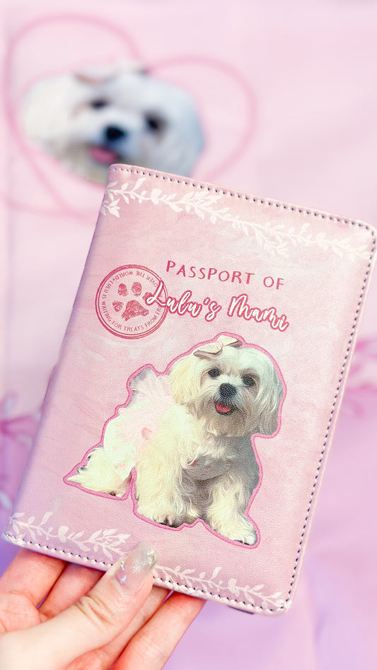 客製化寵物肖像Passport Holder｜PU皮旅行護照套（多個排版設計選擇）