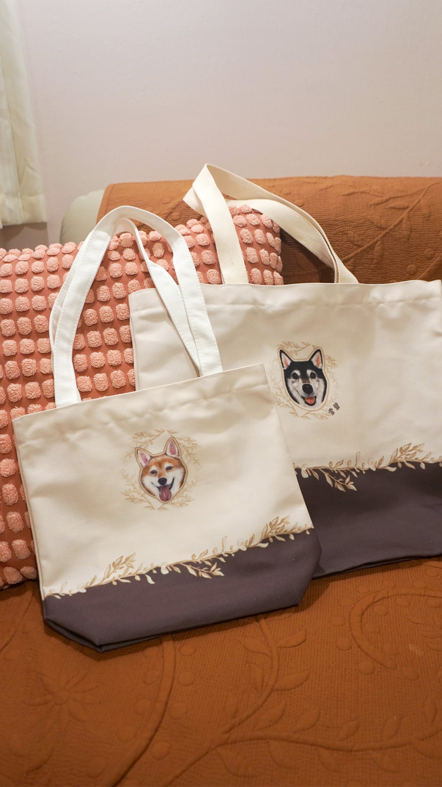 客製化寵物肖像 Tote Bag｜毛孩照片訂製帆布袋（雙面印刷・多個排版設計）