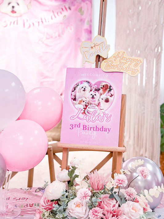 派對主題海報 Party Welcome Poster Foamboard Birthday Party Decoration 【多個毛孩貓狗排版設計】