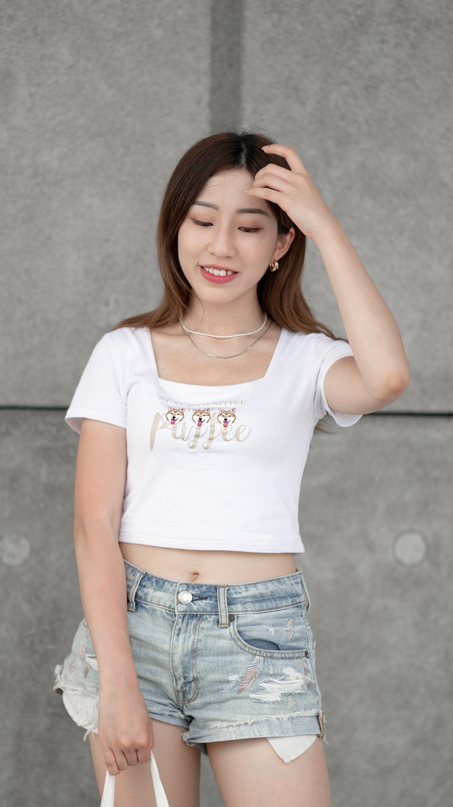 短版方領T-shirt / Crop Tee【黑/白 | 多個毛孩貓狗排版設計】