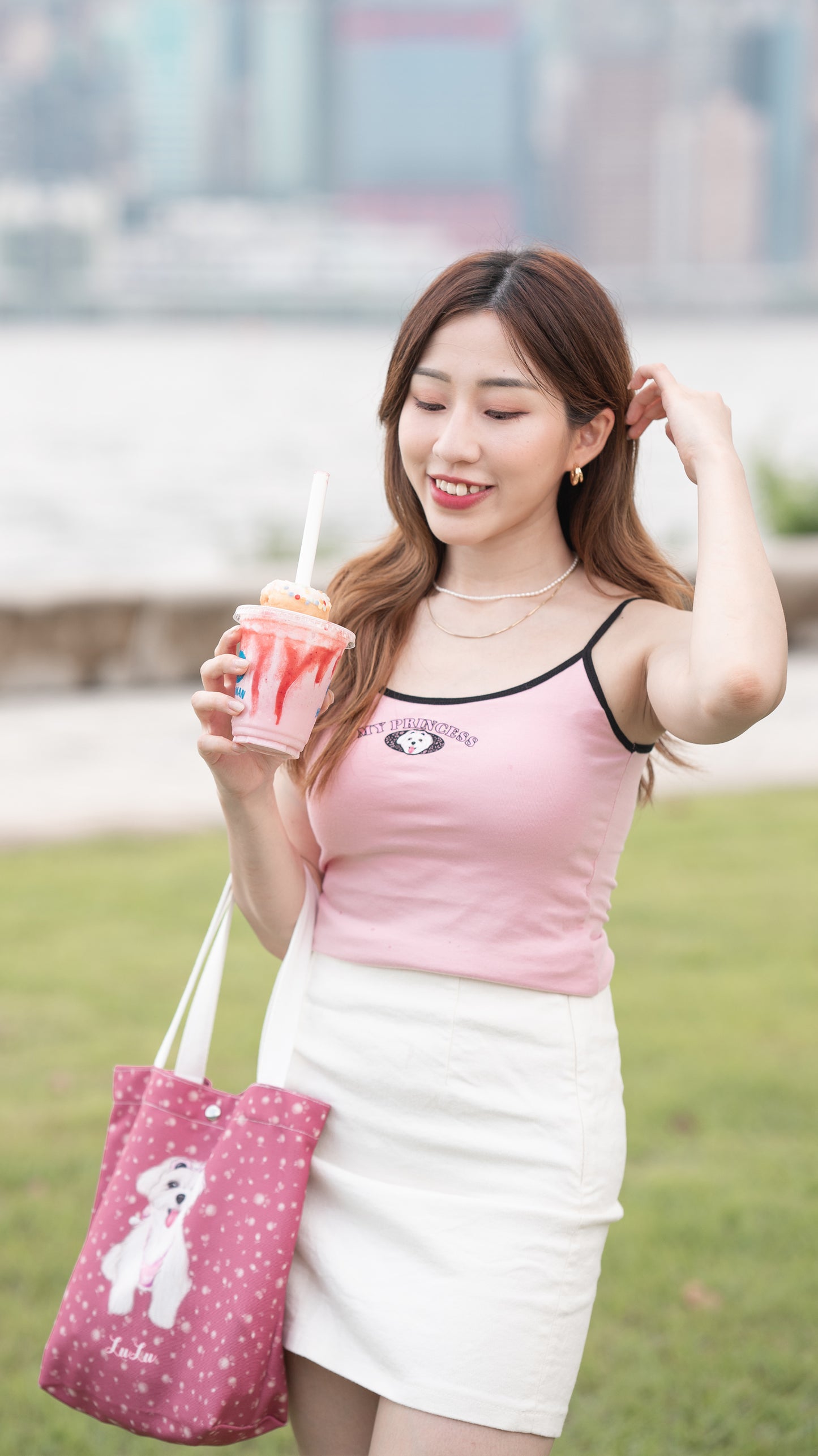 吊帶背心 (連胸墊) Tank Top with Padded Bra【黑/白/粉紅/酒紅 | 多個毛孩貓狗排版設計】